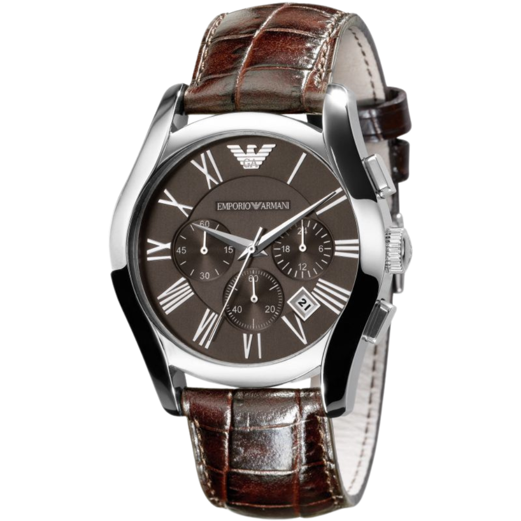 Emporio Armani AR0671 Men's Valente Brown Dial Chronograph Watch with Leather Strap